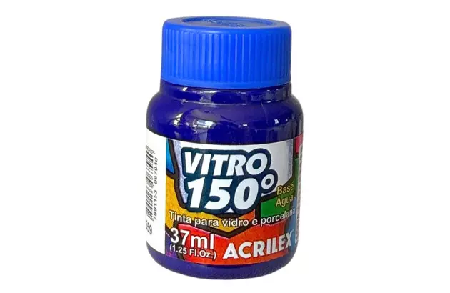 TINTA VITRO 150° 37ML AZUL 559 BASE DE ÁGUA - UNIDADE | ACRILEX 1140