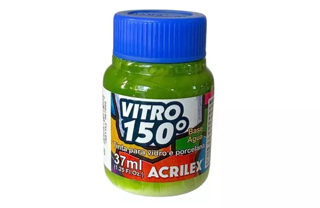 TINTA VITRO 150° 37ML VERDE FOLHA 510 BASE DE ÁGUA - UNIDADE | ACRILEX 1140