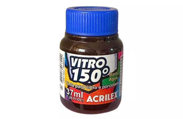 TINTA VITRO 150° 37ML MARROM ESCURO 526 BASE DE ÁGUA - UNIDADE | ACRILEX 1140