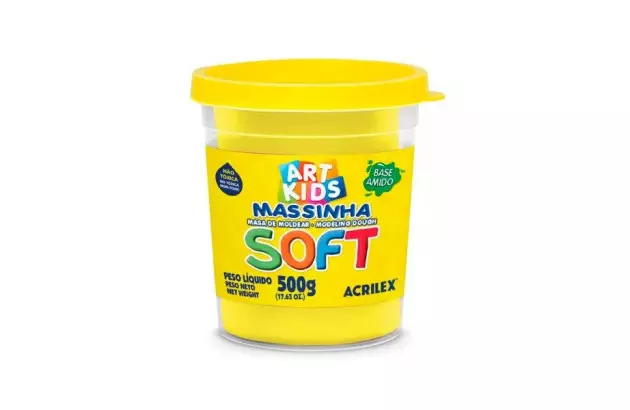 MASSA DE MODELAR SOFT 500G AMARELO LIMÃO 102 ACRILEX