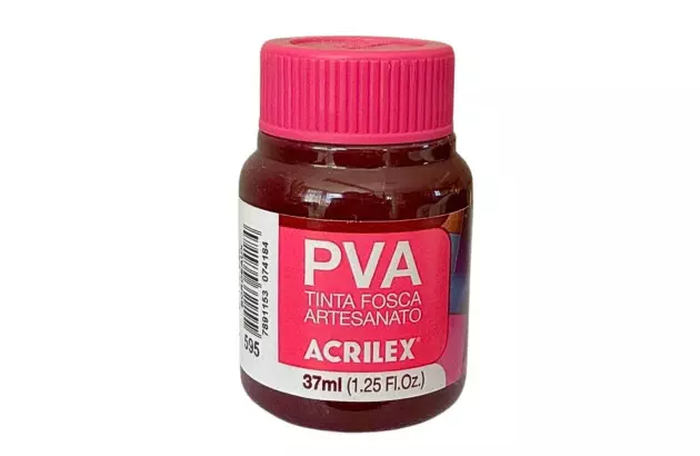 TINTA PVA FOSCA PARA ARTESANATO 37ML BORDEAUX 595 - UNIDADE | ACRILEX 3240