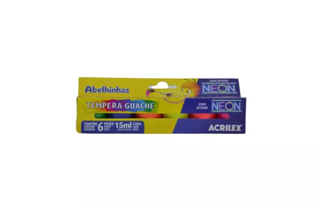 TINTA GUACHE NEON  6 CORES 15ML CADA 1006 ACRILEX