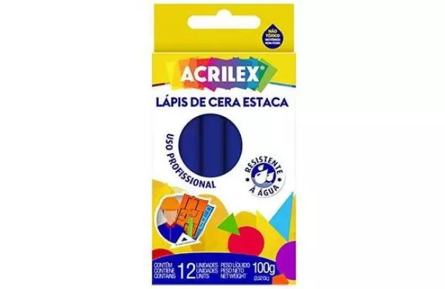 LÁPIS DE CERA ESTACA 100G AZUL - RESISTENTE À AGUA | ACRILEX
