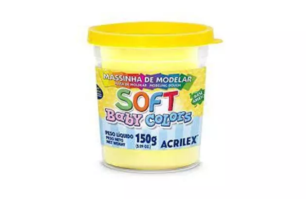 MASSA DE MODELAR SOFT 150G BABY COLORS AMARELO BEBE 808 ACRILEX
