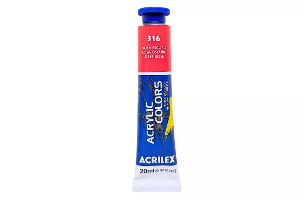 TINTA ACRÍLICA PARA TELA ACRYLIC COLORS 20ML ROSA ESCURO 316 - UNIDADE | ACRILEX 13123