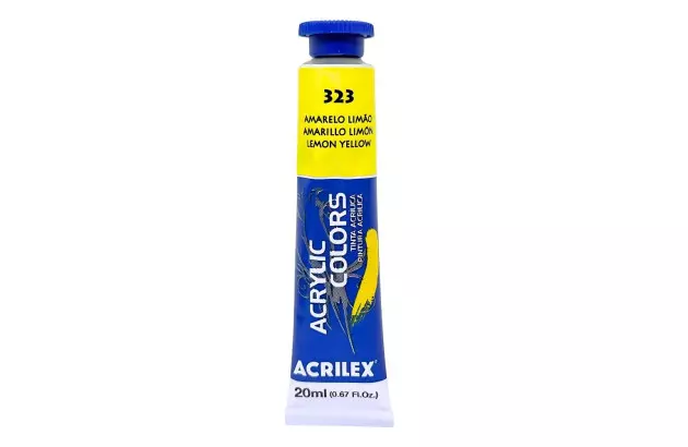 TINTA ACRÍLICA PARA TELA ACRYLIC COLORS 20ML AMARELO LIMÃO 323 – UNIDADE | ACRILEX 13123