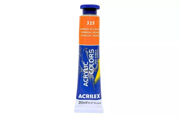 TINTA ACRÍLICA PARA TELA ACRYLIC COLORS 20ML LARANJA DE CÁDMIO 325 - UNIDADE | ACRILEX 13123