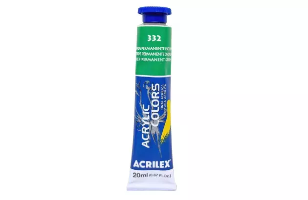TINTA ACRÍLICA PARA TELA ACRYLIC COLORS 20ML VERDE PERMANENTE ESCURO 332 - UNIDADE | ACRILEX 13123