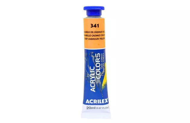 TINTA ACRÍLICA PARA TELA ACRYLIC COLORS 20ML AMARELO DE CÁDMIO ESCURO 341 - UNIDADE | ACRILEX 13123
