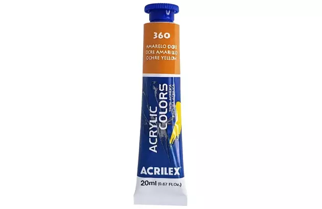 TINTA ACRÍLICA PARA TELA ACRYLIC COLORS 20ML AMARELO OCRE 360 - UNIDADE | ACRILEX 13123