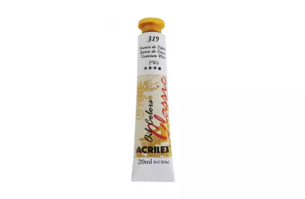 TINTA PARA TELA OIL COLORS 20ML BRANCO DE TITÂNIO 319 - UNIDADE | ACRILEX 14123