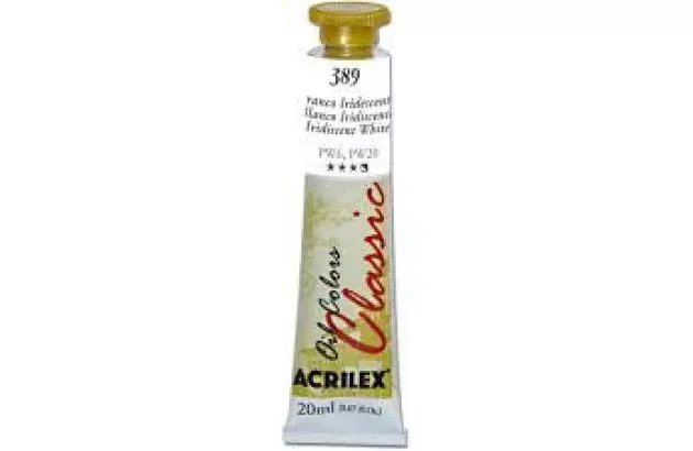 TINTA PARA TELA OIL COLORS 20ML BRANCO IRIDESCENTE METÁLICO 389 - UNIDADE | ACRILEX 14123