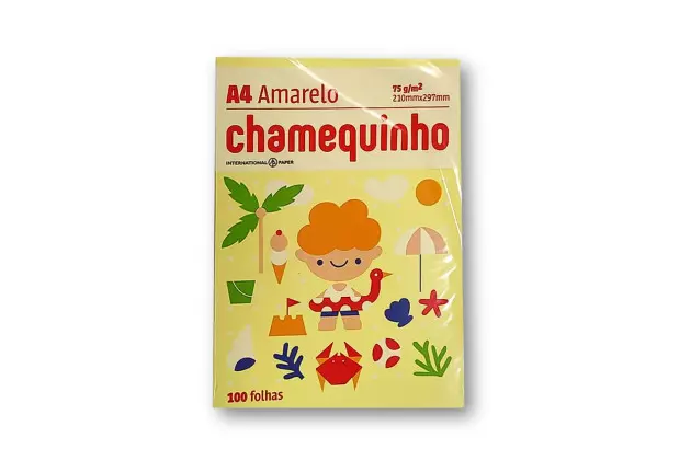 PAPEL SULFITE A4 AMARELO 75G/M² COM 100 FOLHAS  CHAMEQUNHO - CHAMEX