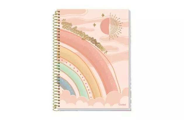 CADERNO CAPA DURA ARCO IRIS 1 MATERIA 80 FOLHAS CREDEAL