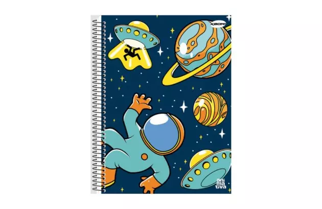 CADERNO CAPA DURA 10 MATERIAS 160 FOLHAS KBOM MASCULINO ANIMATIVA