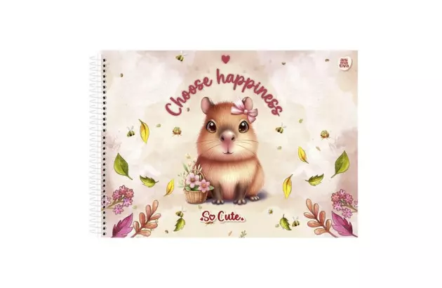 CADERNO DE DESENHO CAPA DURA 60 FOLHAS SO CUTE ANIMATIVA