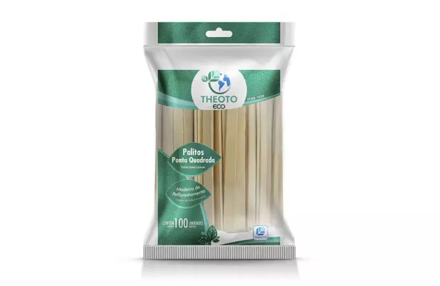 PALITO ESCOLAR PONTA QUADRADA NATURAL DE PICOLE 12CM PCT/100 THEOTO - 51606