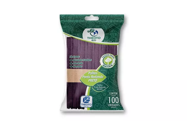 PALITO ESCOLAR PONTA REDONDA PRETO DE PICOLE PCT/ 100 THEOTO - 51716