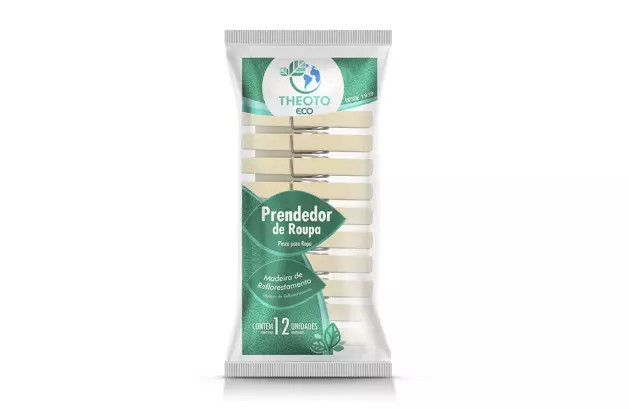 PRENDEDOR DE ROUPA MÉDIO DE MADEIRA PCT/12 THEOTO