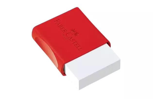 BORRACHA BRANCA FC MAX GRANDE COM CINTA VERMELHA FABER CASTELL