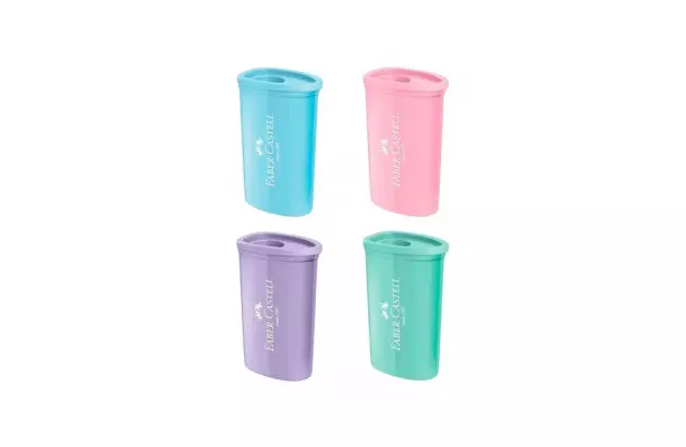 APONTADOR COM DEPOSITO 1 FURO TRIANGULAR PASTEL CORES SORTIDAS FABER CASTELL