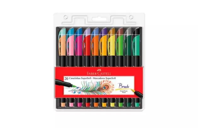 CANETA BRUSH 20 CORES SUPERSOFT FABER CASTELL