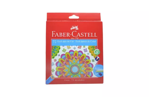 LAPIS DE COR 72 CORES ECOLAPIS SEXTAVADO 1201 FABER CASTELL