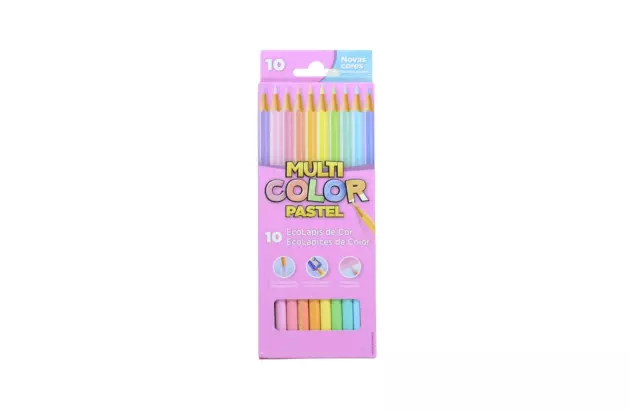 LAPIS DE COR 10 CORES PASTEL MULTICOLOR FABER CASTELL