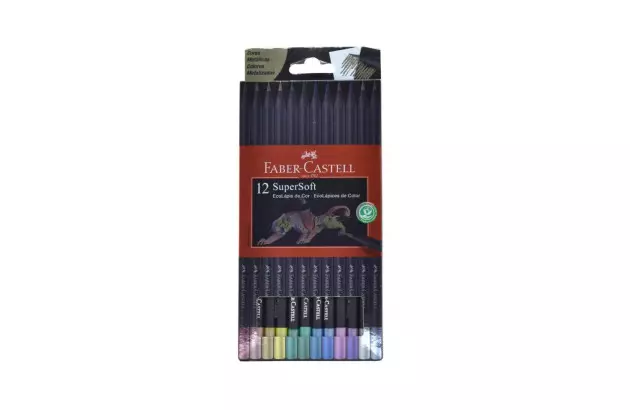 LAPIS DE COR 12 CORES SUPERSOFT METALICAS ECOLAPIS FABER CASTELL