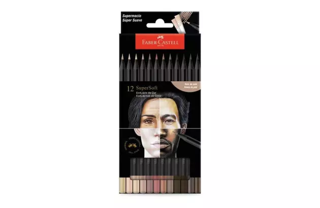 LAPIS DE COR 12 CORES SUPERSOFT PELE 210713 FABER CASTELL