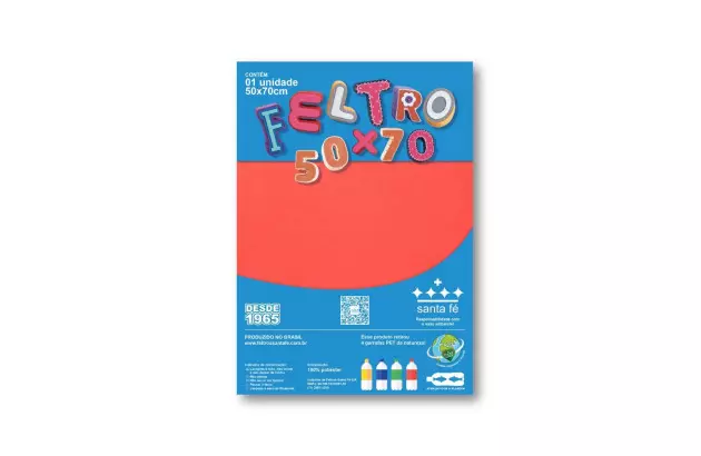 FELTRO LISO VERMELHO 180G M2 50X70 BLISTER SANTA FÉ