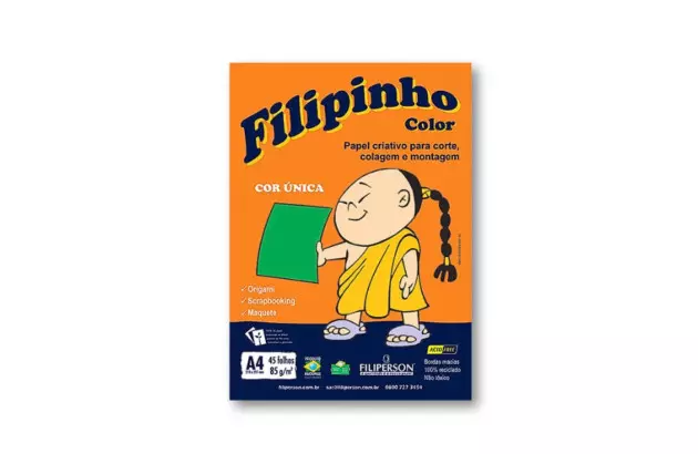 BLOCO PAPEL FILIPINHO COLOR VERDE A4 85G 45 FOLHAS - FILIPERSON 1044