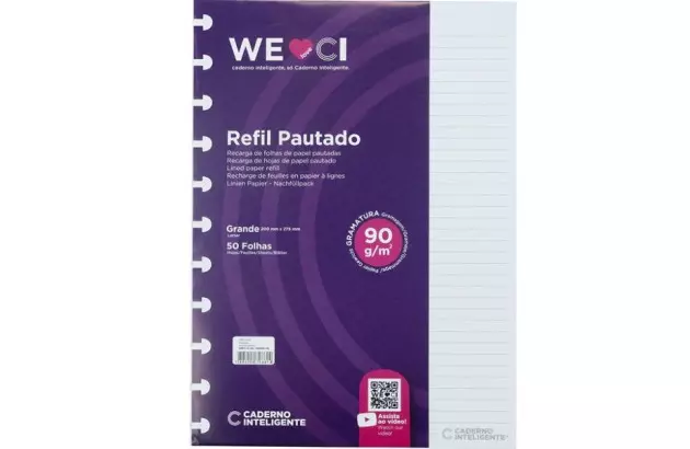 REFIL CADERNO INTELIGENTE PAUTADO GRANDE 90G 50 FOLHAS CIRA4003 - ORIGINAL CADERNO INTELIGENTE