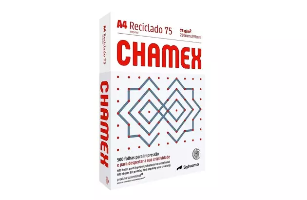 PAPEL RECICLADO A4 75G /M² COM 500 FOLHAS 210X297 MM - RESMA CHAMEX