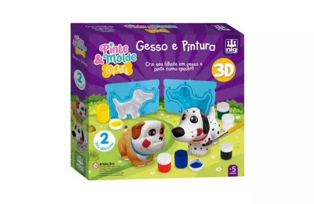 BRINQUEDO PINTE E MOLDE PETS 3D + 5 ANOS | NIG BRINQUEDOS