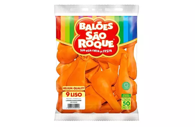 BALÃO LISO 9 POLEGADAS LARANJA MANDARIM HELIUM QUALITY 50 UNDS SÃO ROQUE