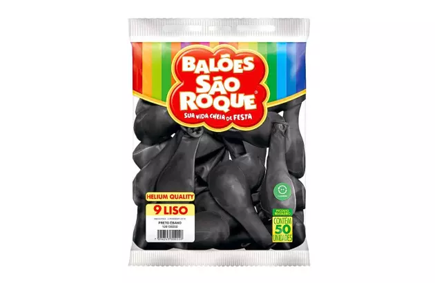 BALÃO LISO 9 POLEGADAS PRETO EBANO HELIUM QUALITY 50 UNDS SÃO ROQUE