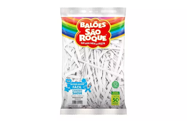BALÃO CANUDO 260SR BRANCO POLAR 50 UNDS SÃO ROQUE