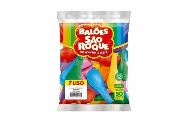 BALÃO LISO 7 POLEGADAS SORTIDO 50 UNDS SÃO ROQUE