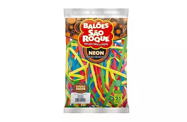 BALÃO CANUDO 260SR NEON SORTIDO 50 UNDS SÃO ROQUE