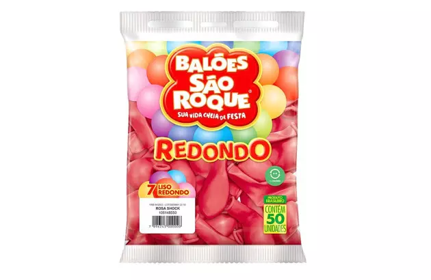 BALÃO LISO 7 POLEGADAS REDONDO ROSA SHOCK 50 UNDS SÃO ROQUE