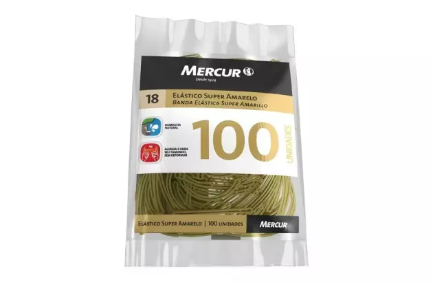 ELASTICO SUPER AMARELO 18 PCT/ 100 MERCUR