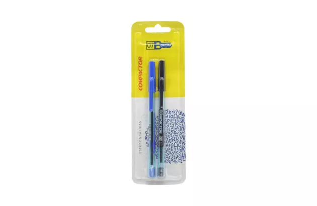 CANETA ESFEROGRAFICA 1.2 COMPACTOR 07B BLISTER COM 2 AZ/PT