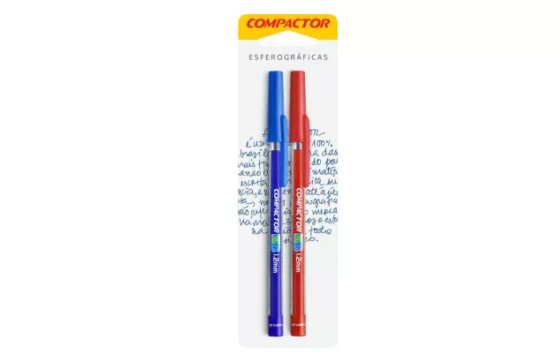 CANETA ESFEROGRAFICA 1.2 COMPACTOR 07B BLISTER COM 2 AZ/VM