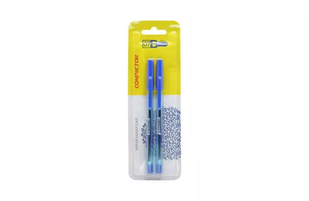 CANETA ESFEROGRAFICA 1.2 COMPACTOR 07B BLISTER COM 2 AZ/AZ