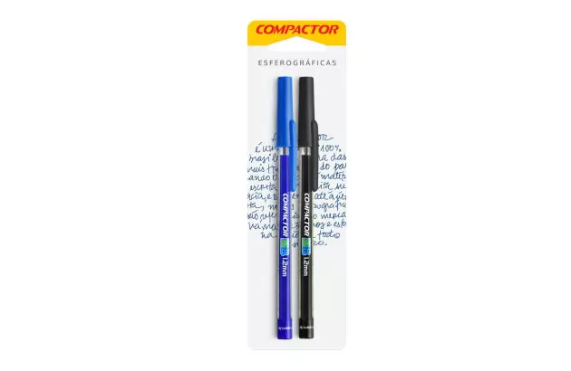 CANETA ESFEROGRAFICA 1.2 COMPACTOR 07B BLISTER COM 2 AZ/PT