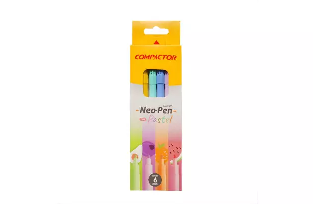 HIDROCOR 6 CORES FINO NEO PEN PASTEL GIGANTE COMPACTOR