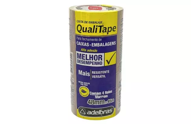 FITA ADESIVA MARROM 48MM X 45M QUALITAPE 520 ACRÍLICO BASE ÁGUA | ADELBRAS