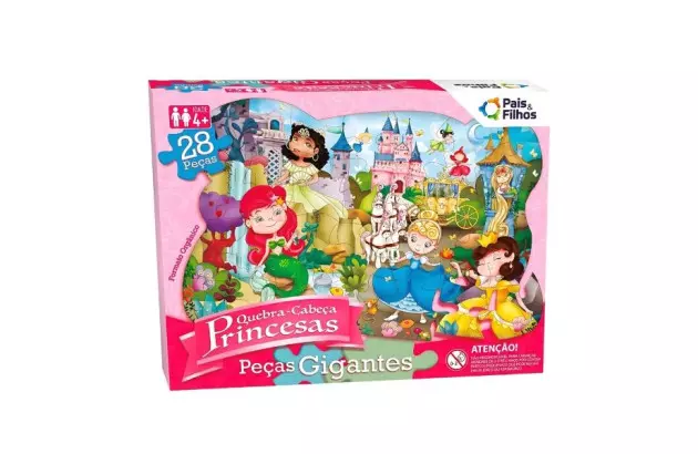 QUEBRA CABEÇA 28 PEÇAS GIGANTE PRINCESAS MDF | + 4 ANOS | PAIS E FILHOS REF 991