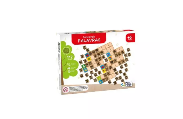 BRINQUEDO FORMANDO PALAVRAS 112 LETRAS MDF 2906 PAIS E FILHOS
